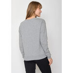 sweat femme GREENBOMB en coton bio, porté de dos, gris chiné