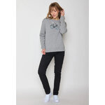 sweat femme en coton bio, vue portée en pied, gris chiné