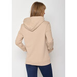 sweat à capuche femme en coton bio GOTS, détail du motif, beige latte