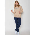 sweat à capuche femme GREENBOMB en coton bio, porté de dos, beige latte