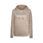 sweat à capuche femme en coton bio, vue portée en pied, beige latte