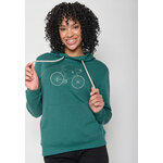 sweat à capuche femme en coton bio, vue portée en pied, vert jungle