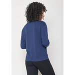 sweat femme en coton bio GOTS, détail du motif, bleu marine