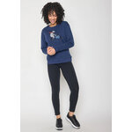 sweat femme GREENBOMB en coton bio, porté de dos, bleu marine