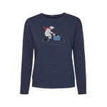 sweat femme en coton bio, vue portée en pied, bleu marine