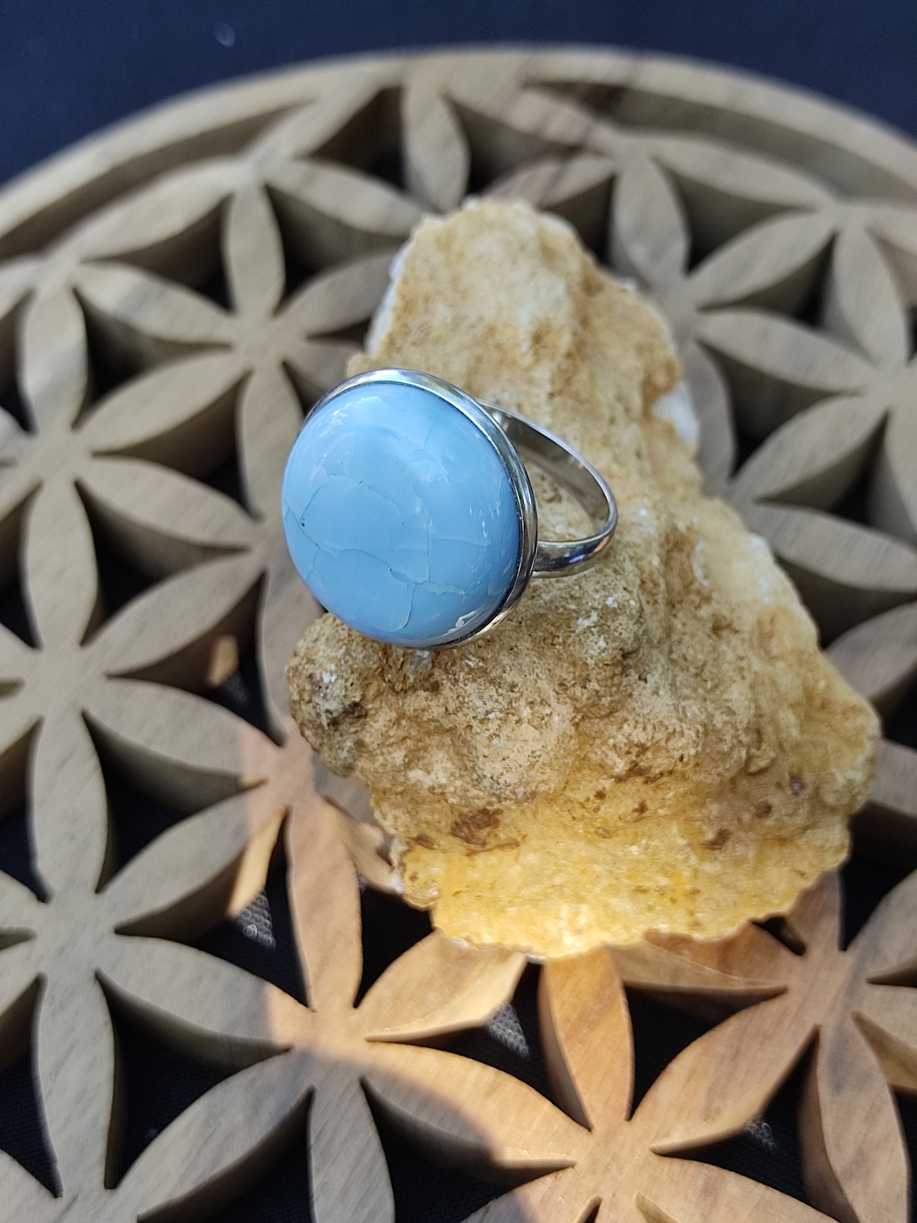 Bague 20mm opale bleue 2