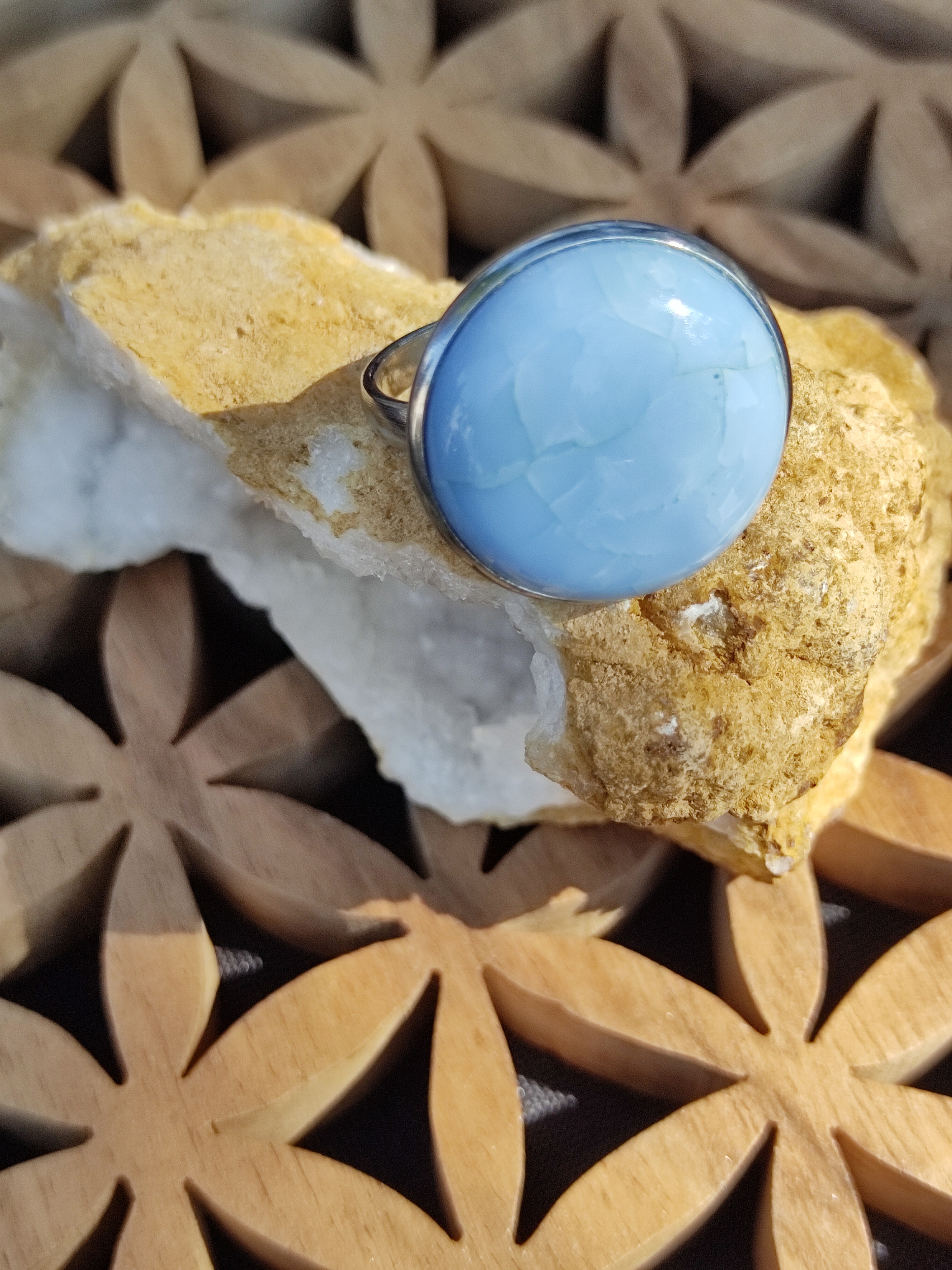 Bague 20mm opale bleue 3