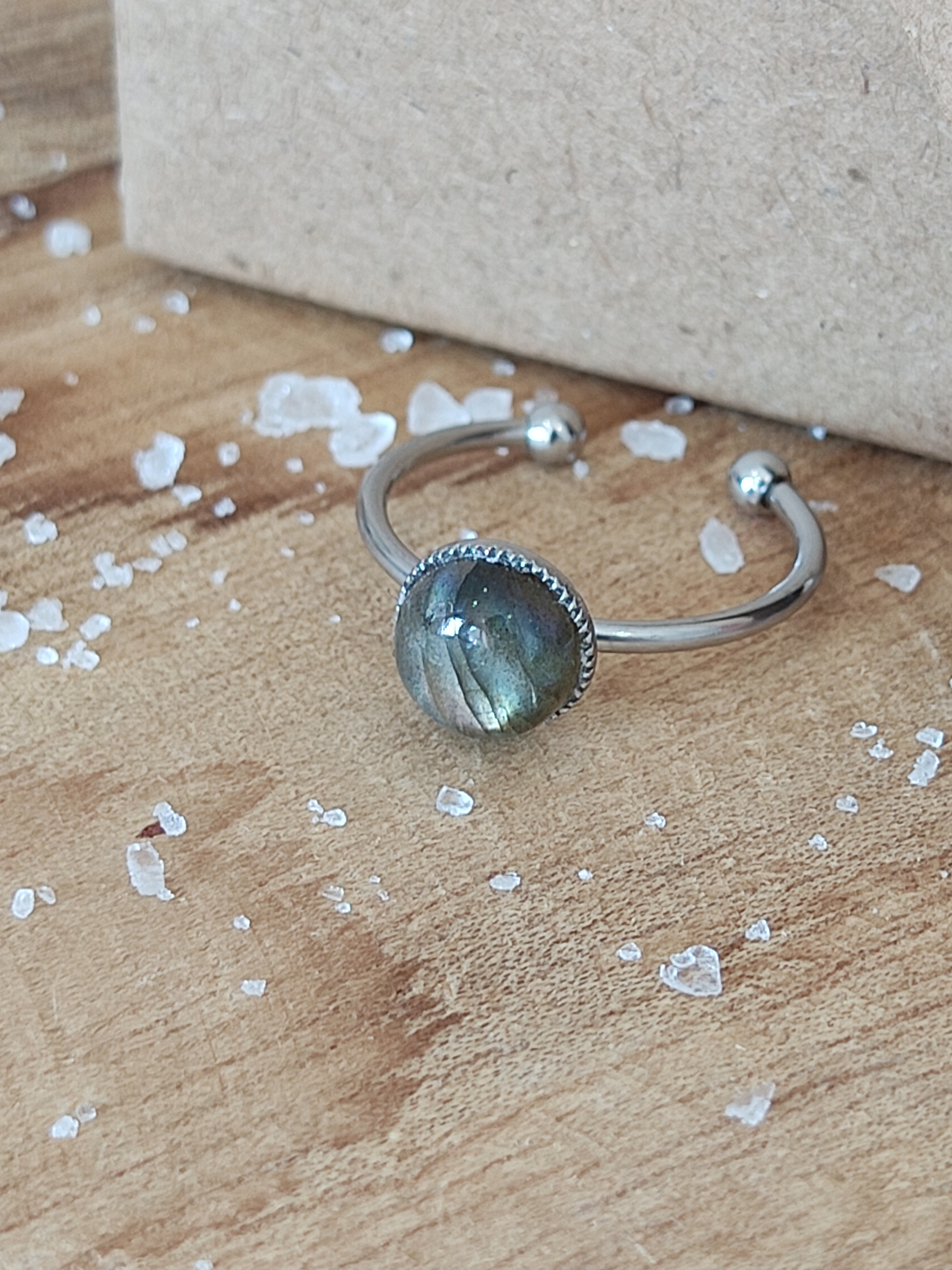 Bague 8mm labradorite 5