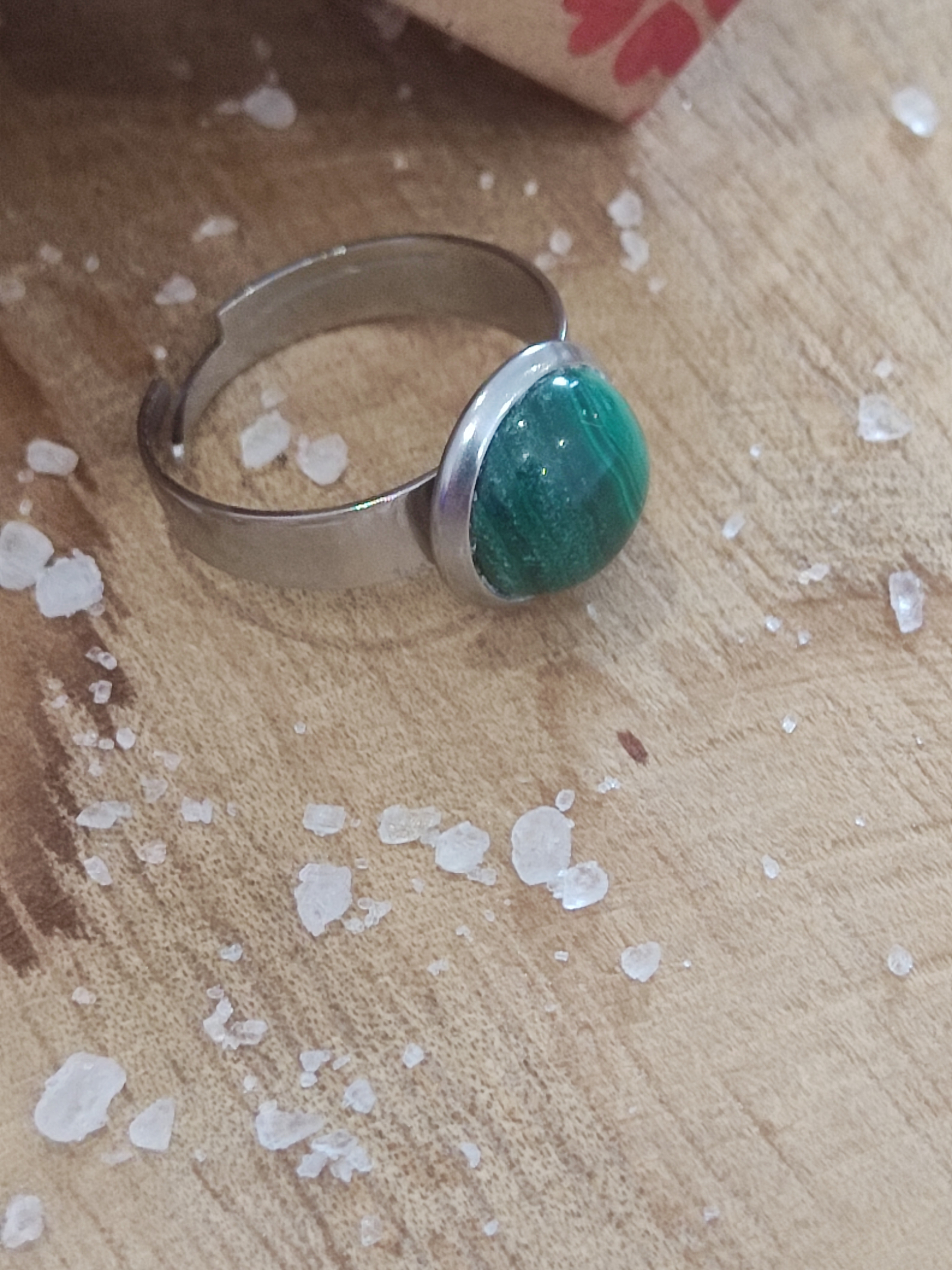 Bague 10mm malachite 2