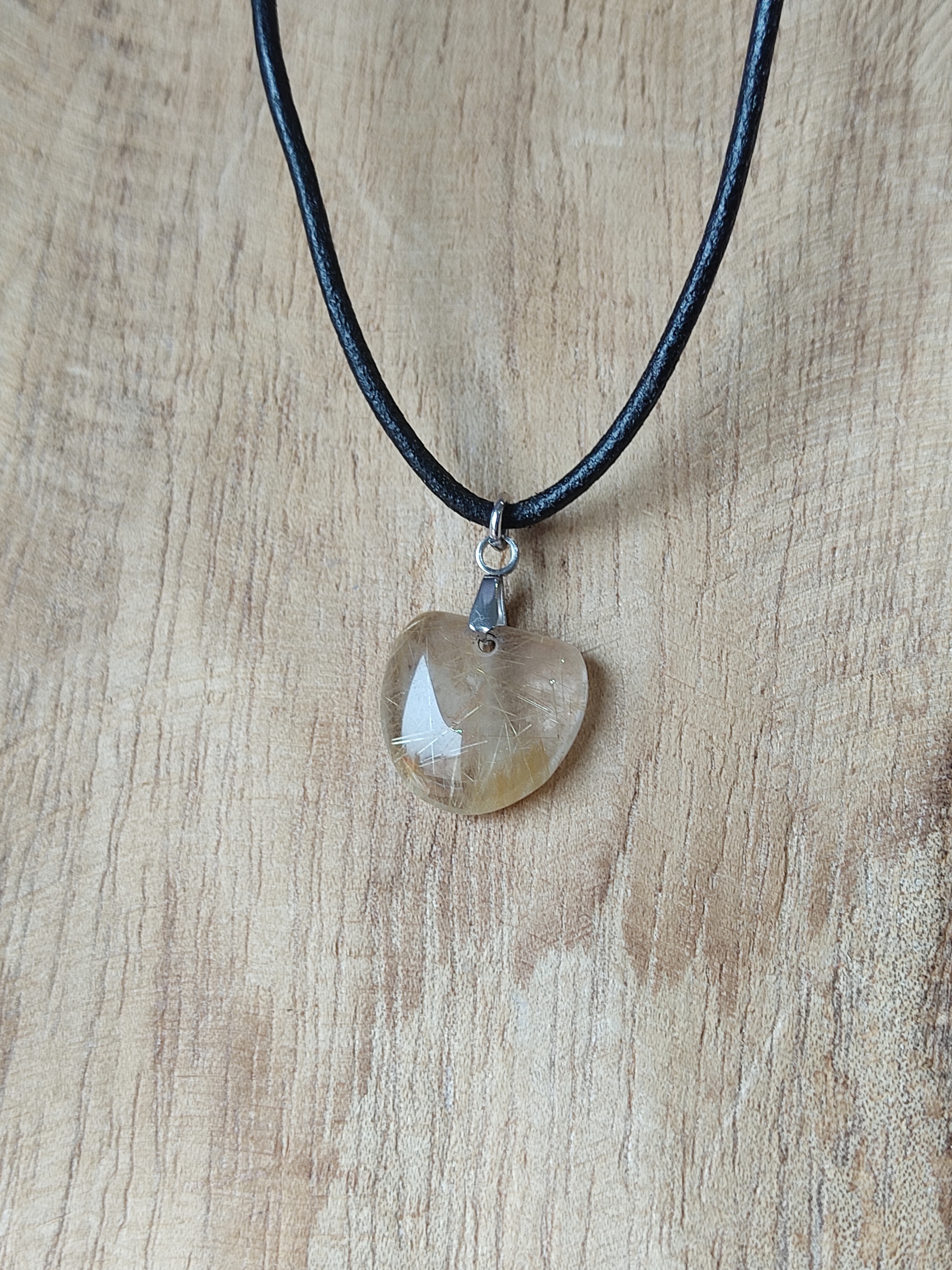Collier cuir Quartz rutile 2