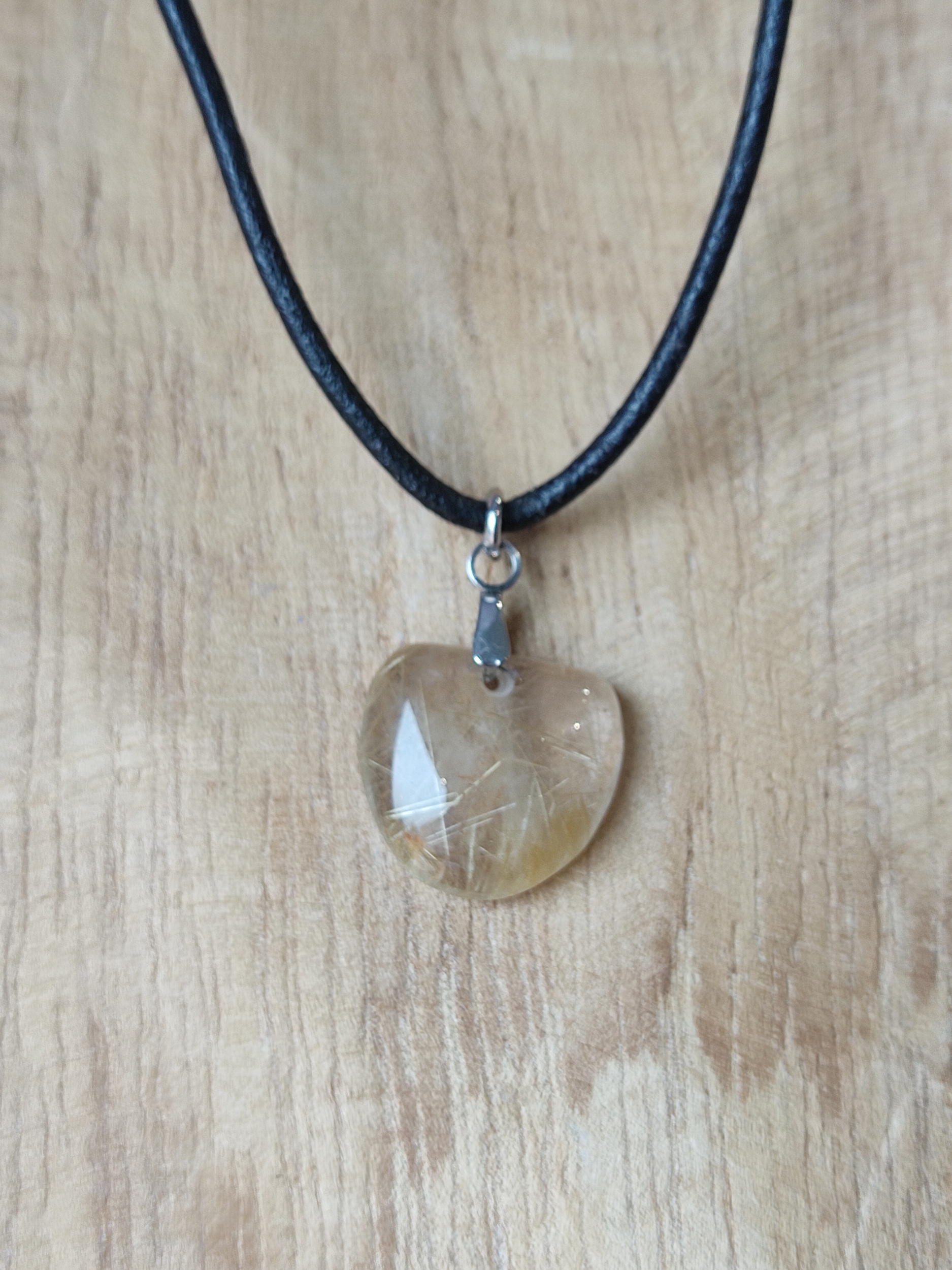 Collier cuir Quartz rutile 5