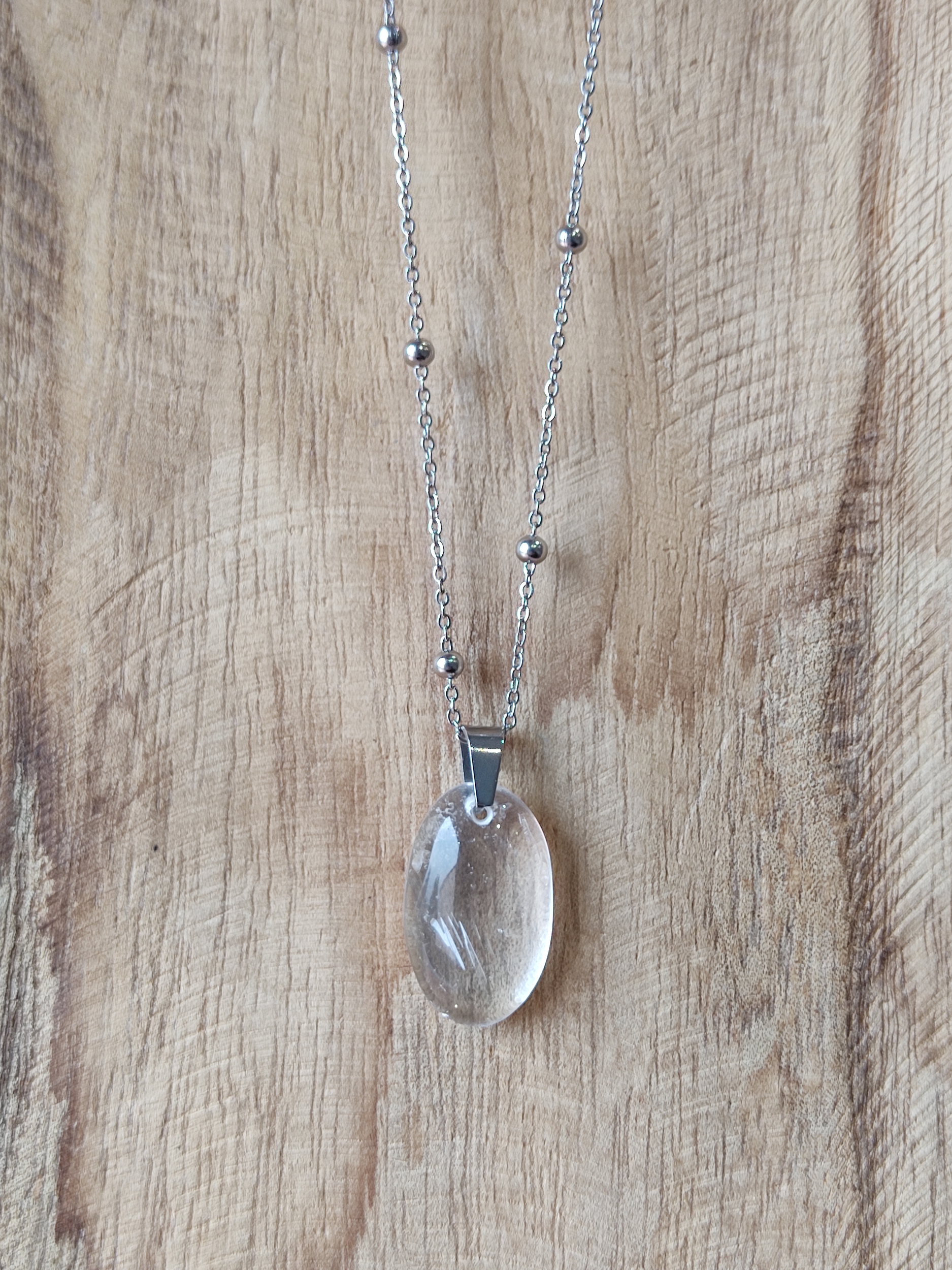 Collier Quartz perle acier 2