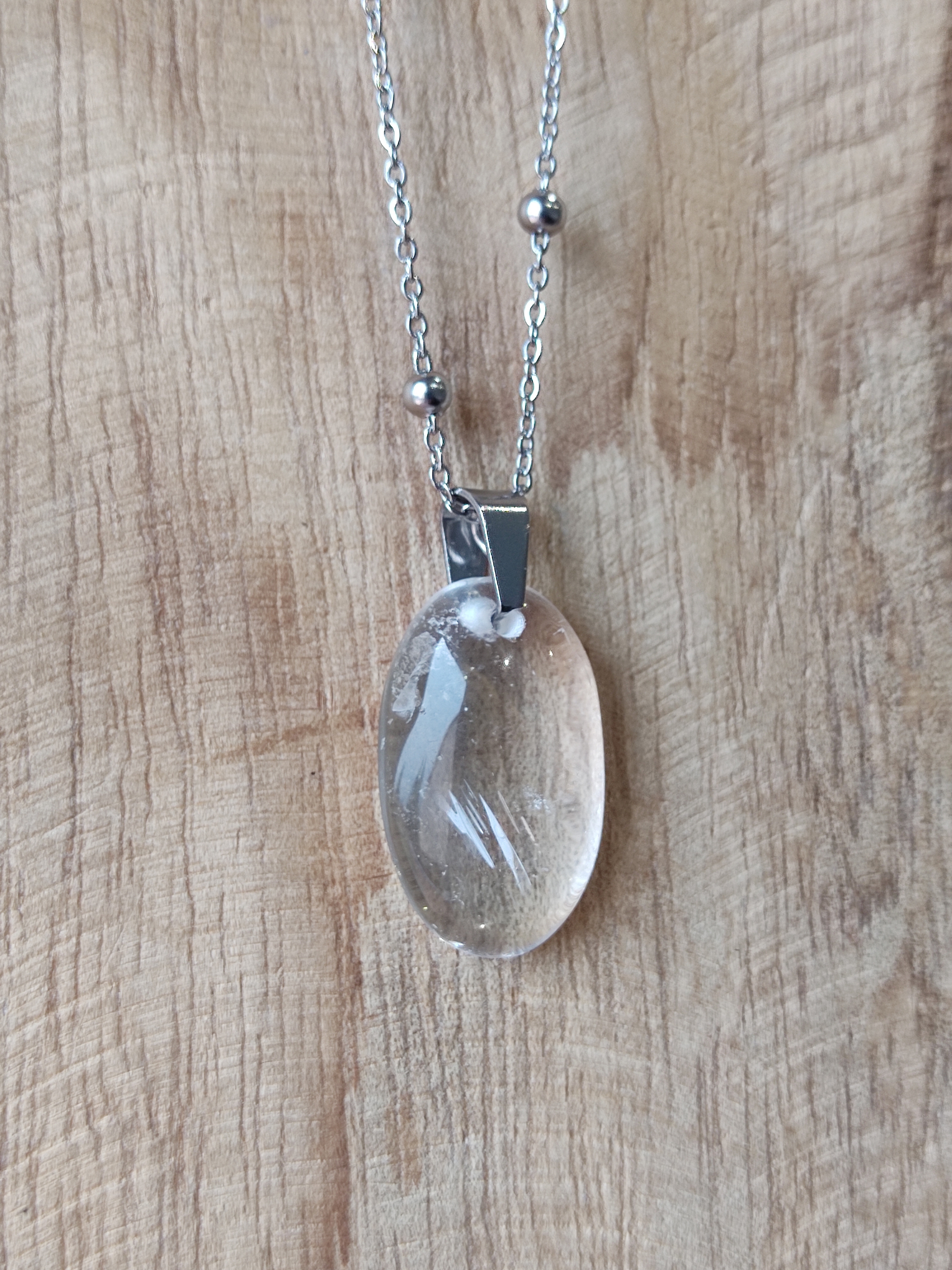 Collier Quartz perle acier 4