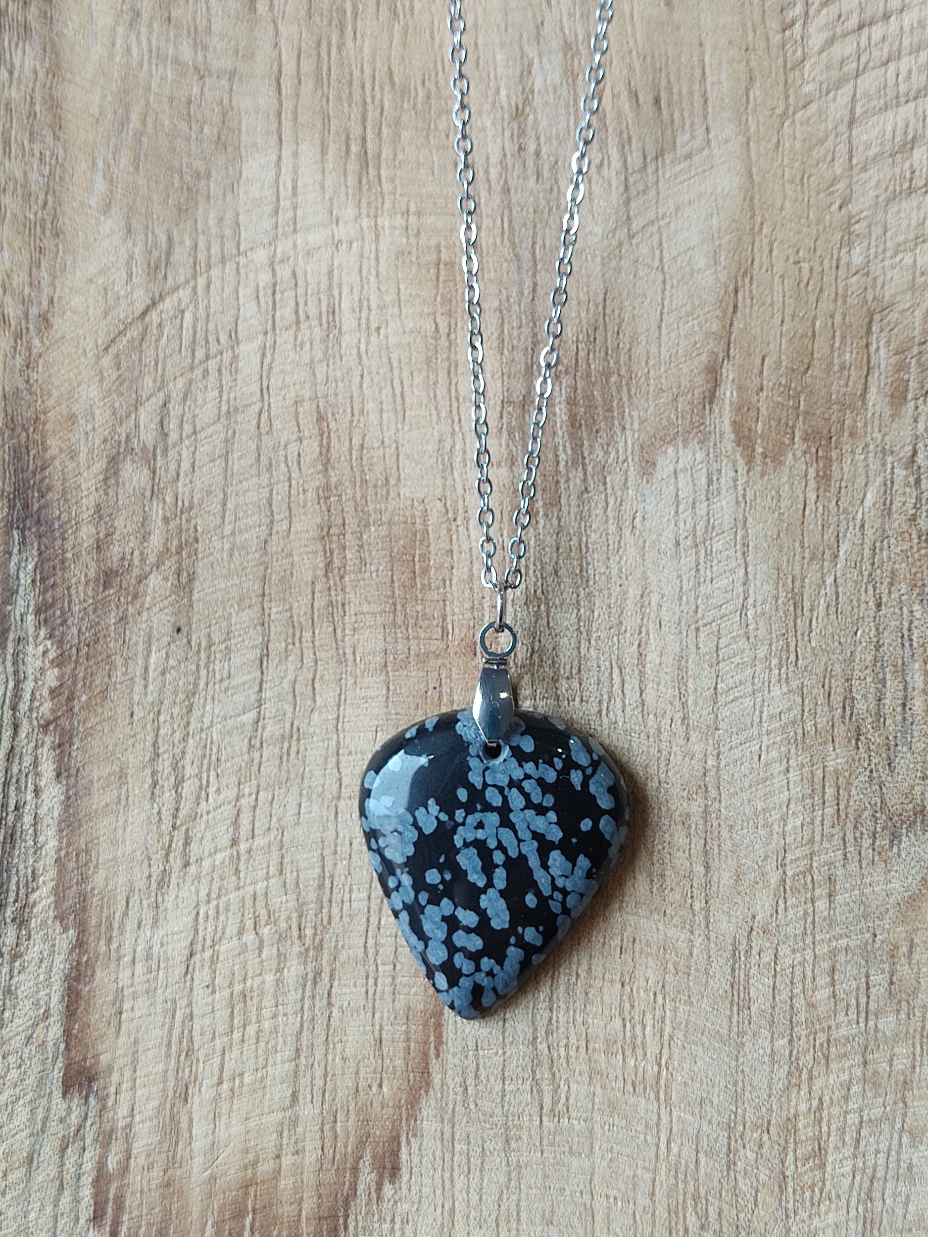 Collier Obsidienne neige goutte 2