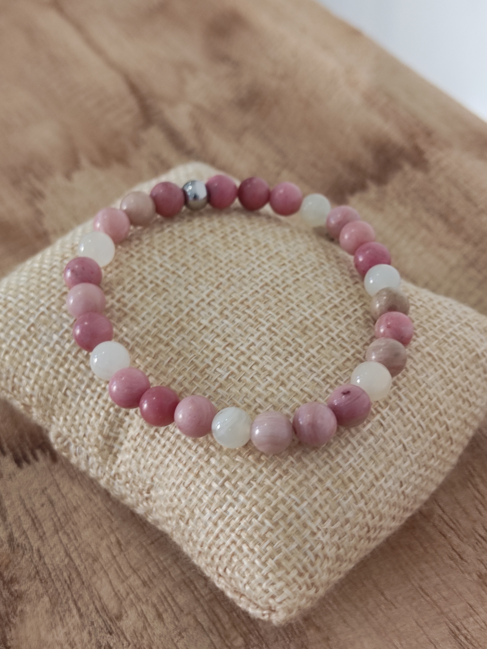 Bracelet Rhodonite Pierre de lune 6mm 2