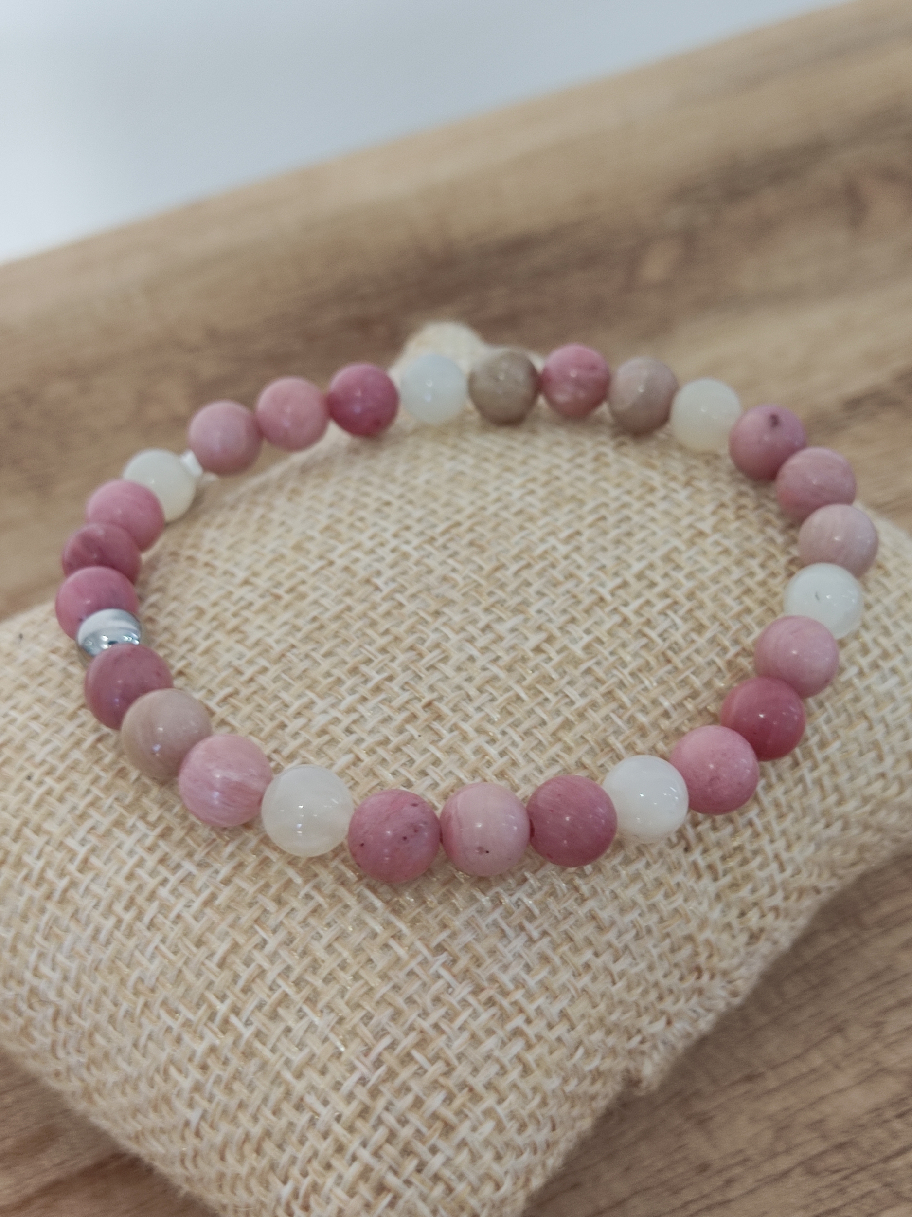 Bracelet Rhodonite Pierre de lune 6mm 3