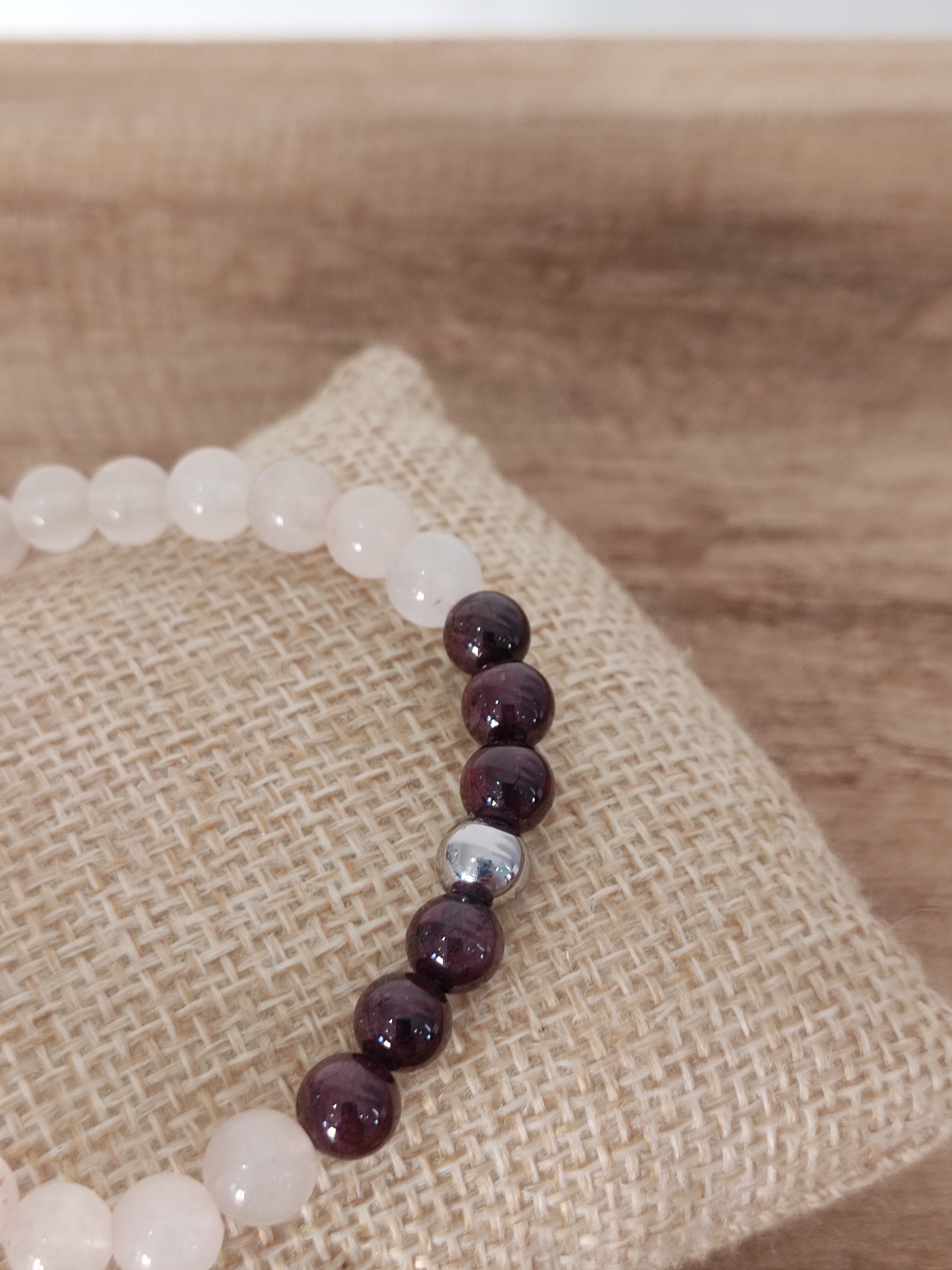 Bracelet Quartz rose Grenat 6mm 4