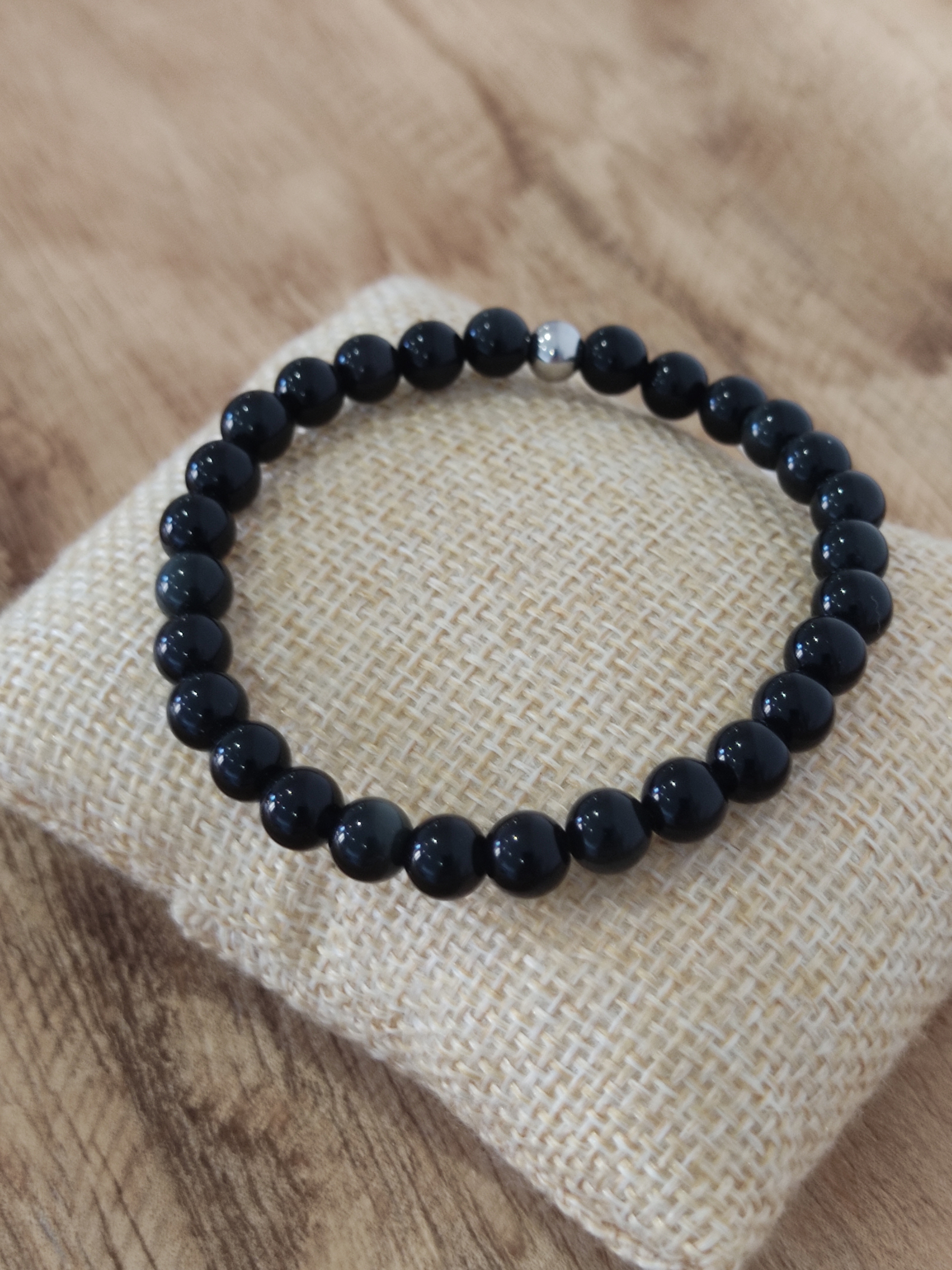 Bracelet Obsidienne 6mm 2