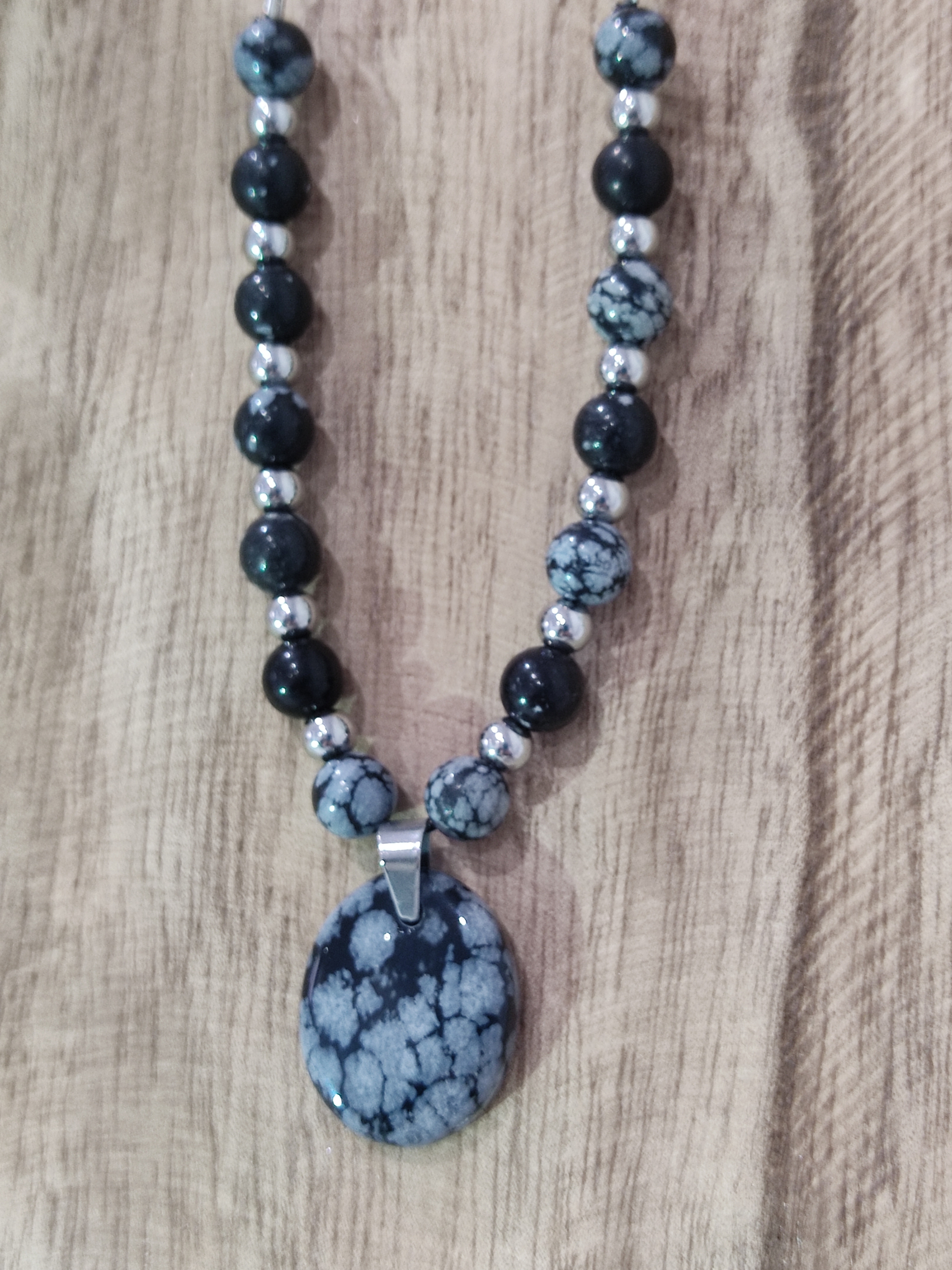 Collier Obsidienne neige 2
