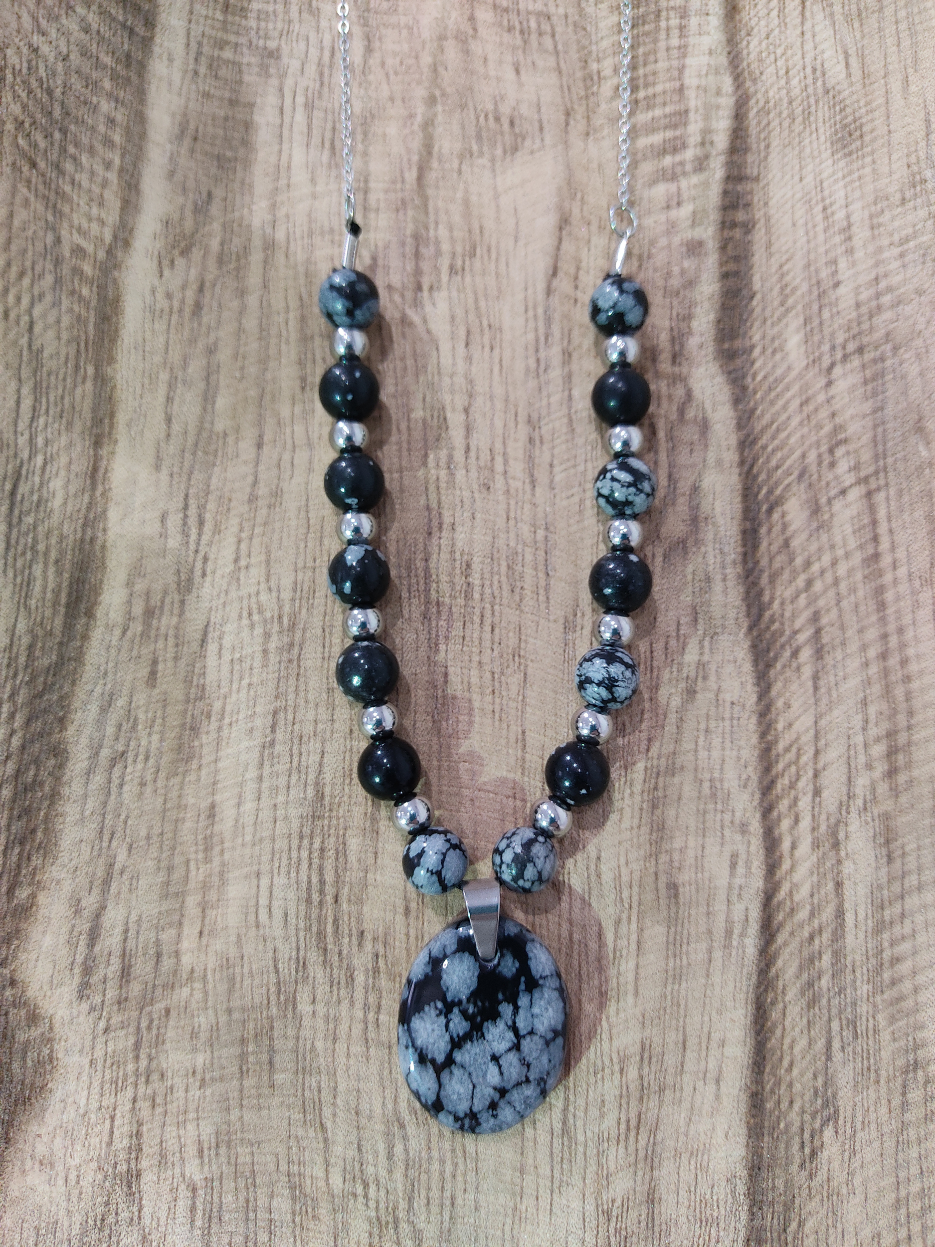 Collier Obsidienne neige 4