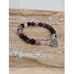 Bracelet quartz tourmaline multicolore et quartz coeur 3