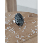 Bague 25x18 Obsdienne neige