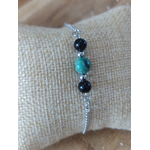 Bracelet perles tige obsidienne et turquoise 2