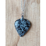 Collier Obsidienne neige goutte
