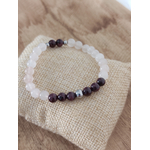 Bracelet Quartz rose Grenat 6mm 2