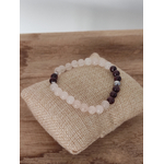Bracelet Quartz rose Grenat 6mm 3