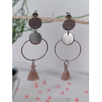 Boucle créole pompon marron 2