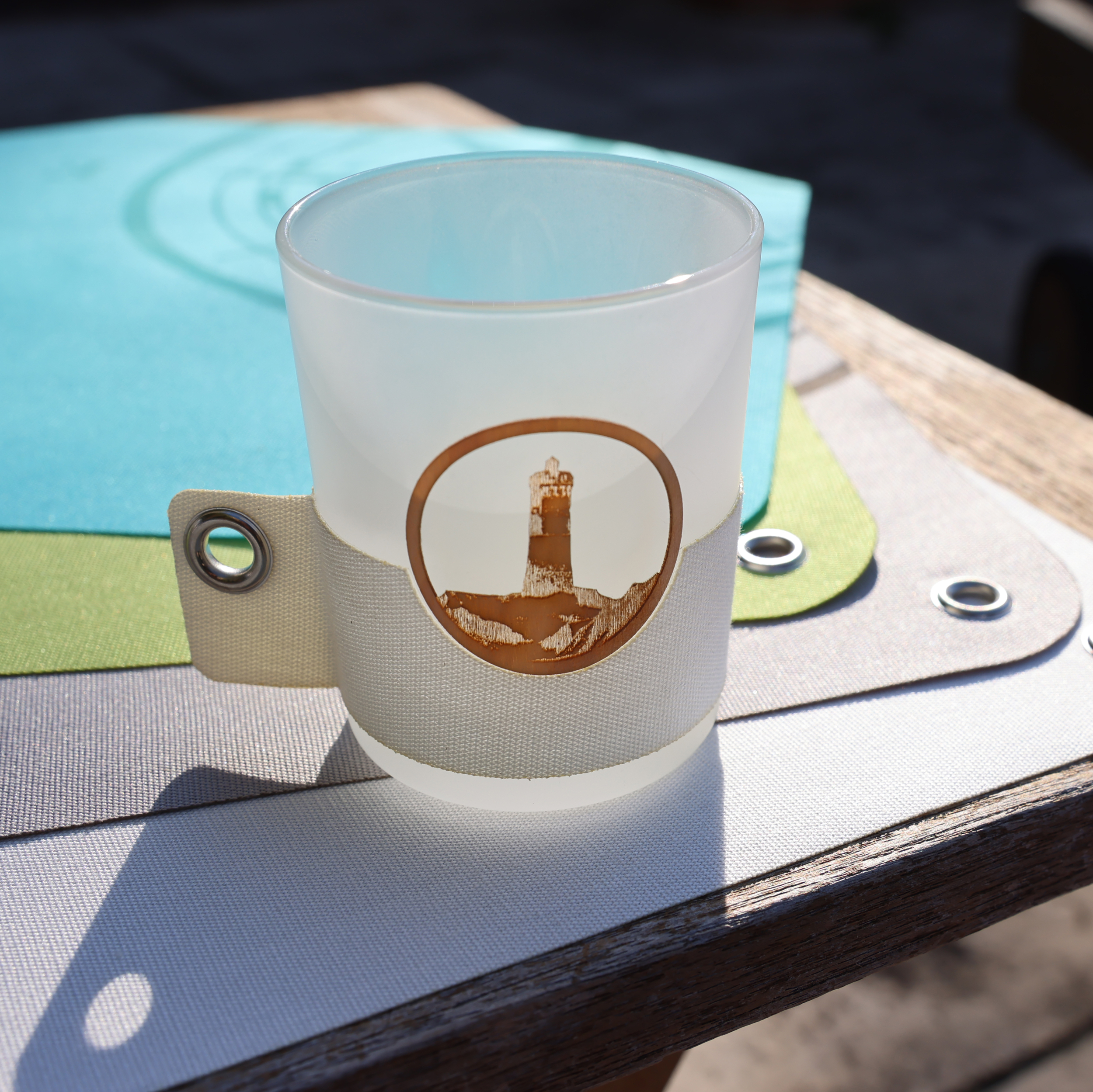 AUCKLAND Photophore Bracelet tissu médaillon bois Phare