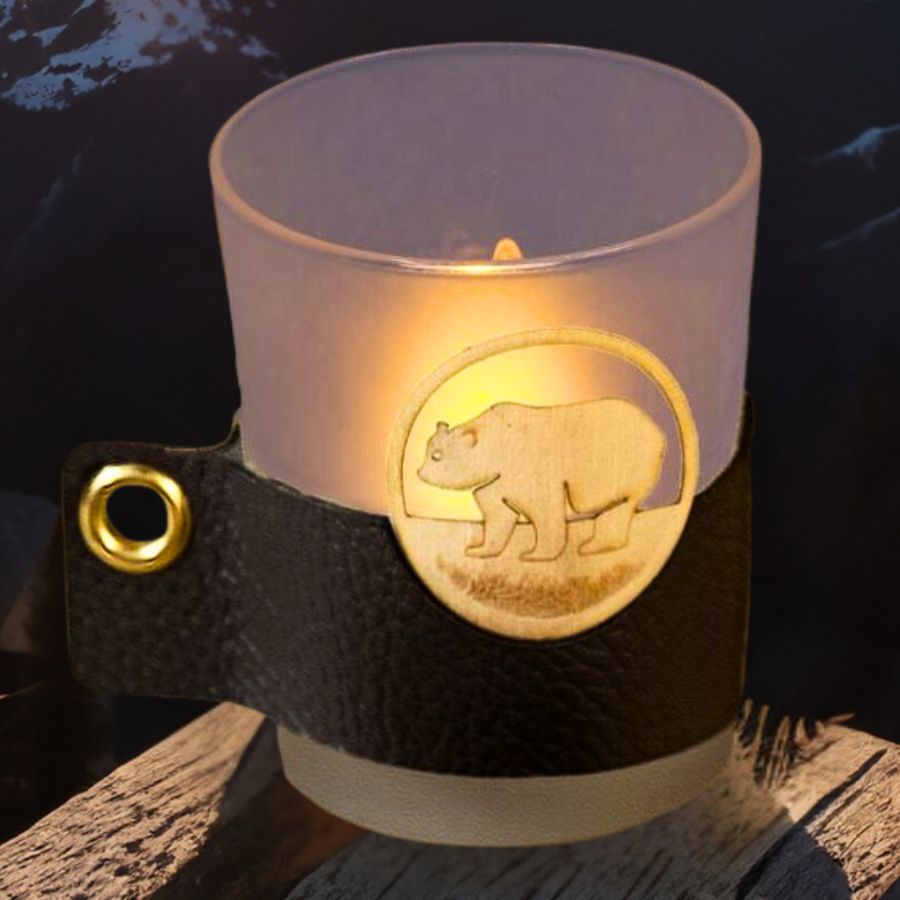 WHISTLER Photophore médaillon bois Ours