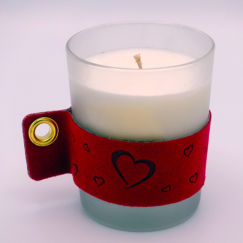 Photophore ou bougie Bergen coeurs rouge