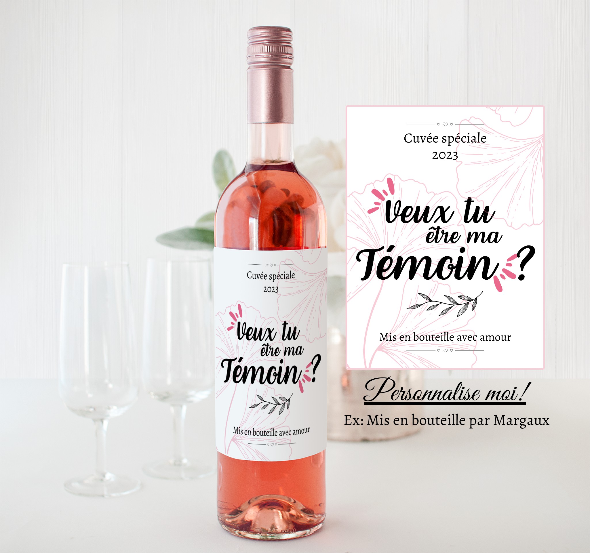 Etiquette bouteille de vin personnalisable en ligne.