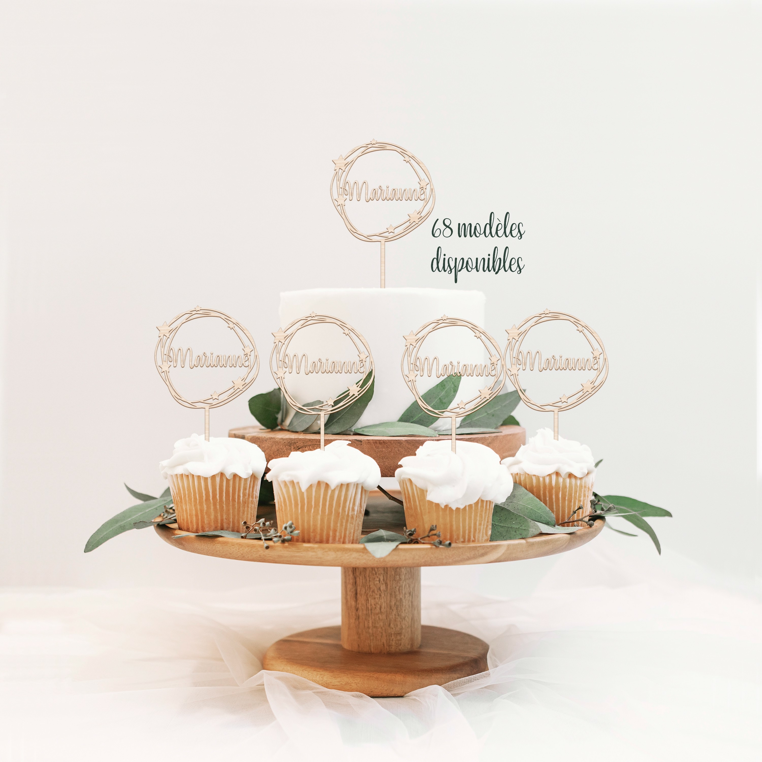 Cake topper en bois personnalisé
