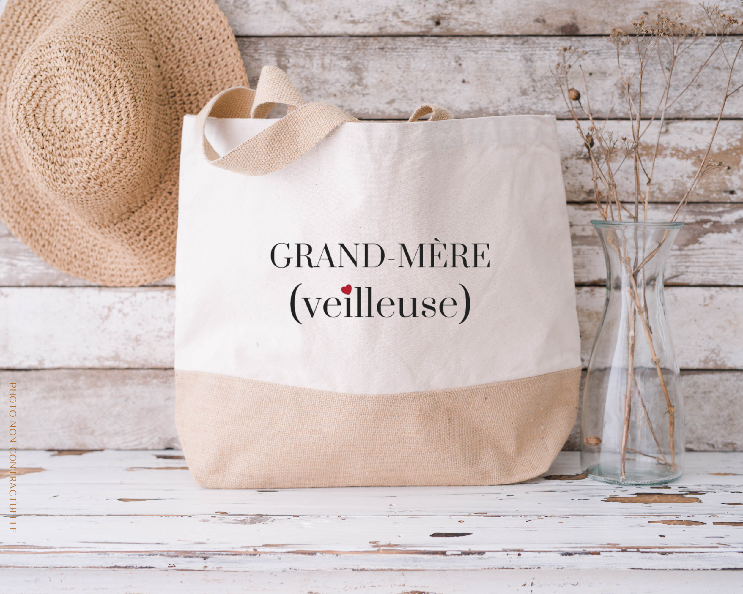 sac coton jute grand mère veilleuse