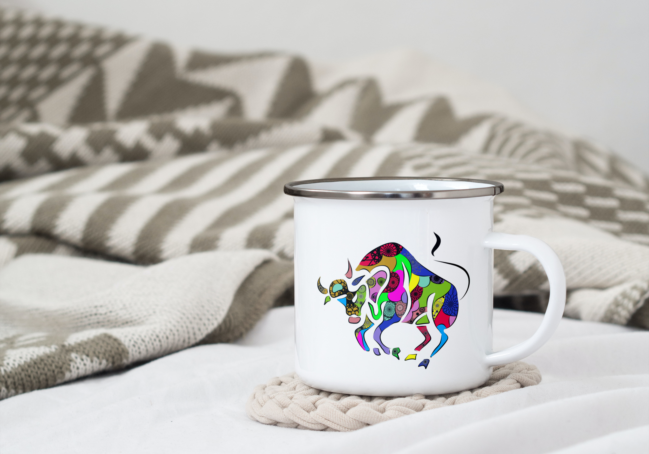 10oz enamel mug_taureau zodiaque