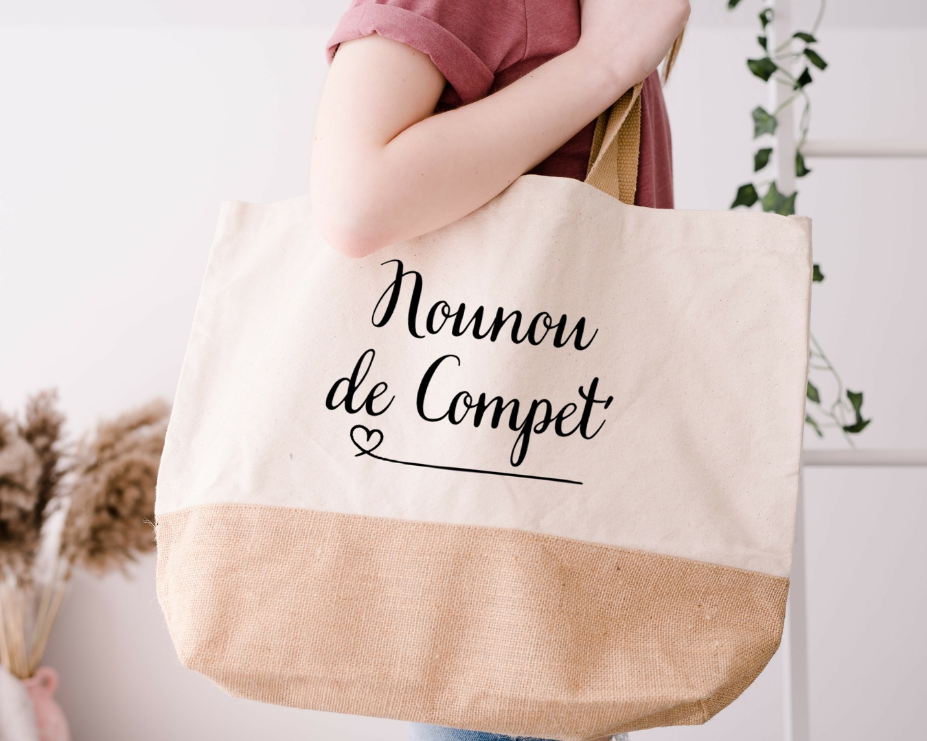 Sac cabas Nounou de compet SACS Sac Cabas coton jute fanny passion art