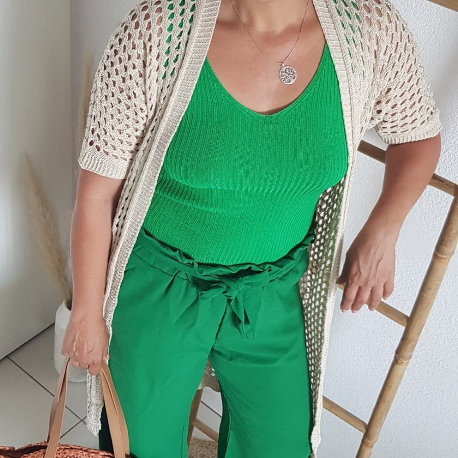 Gilet en crochet créme