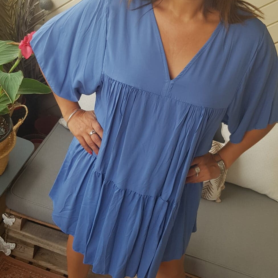 Robe mi longue bleu