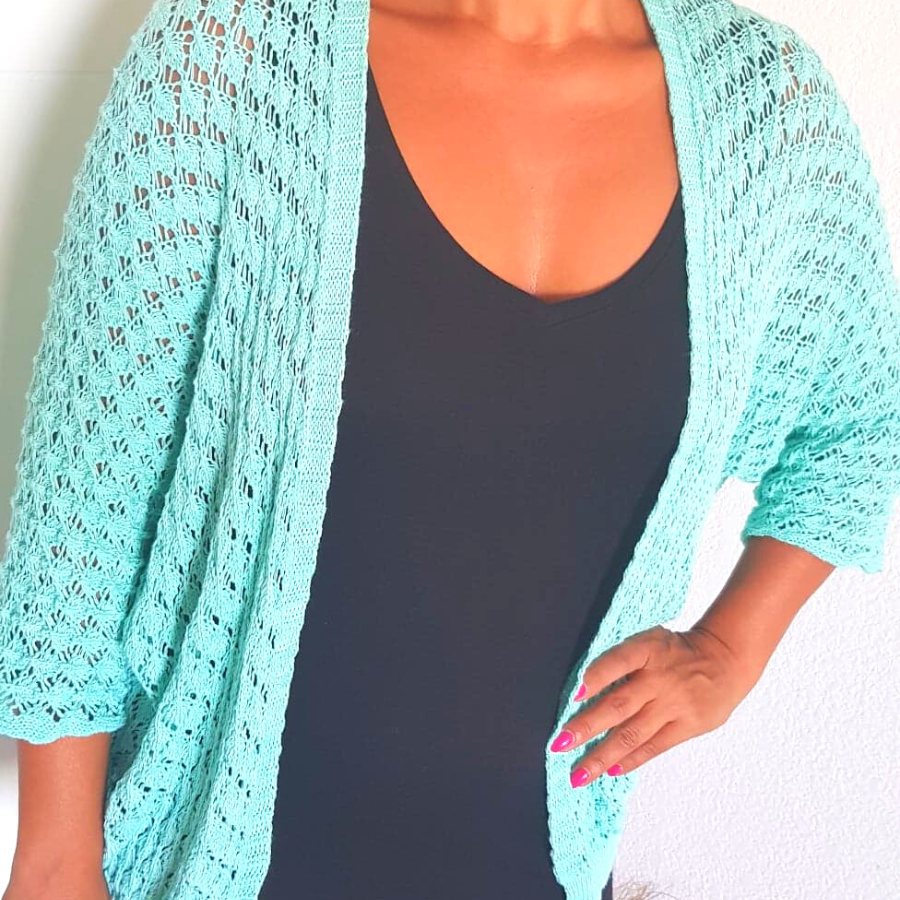 Gilet crochet vert eau