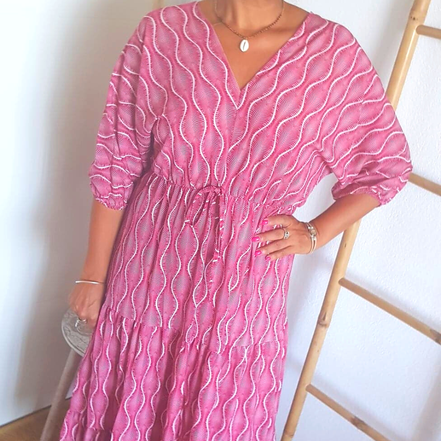 Robe longue évasée - rouge