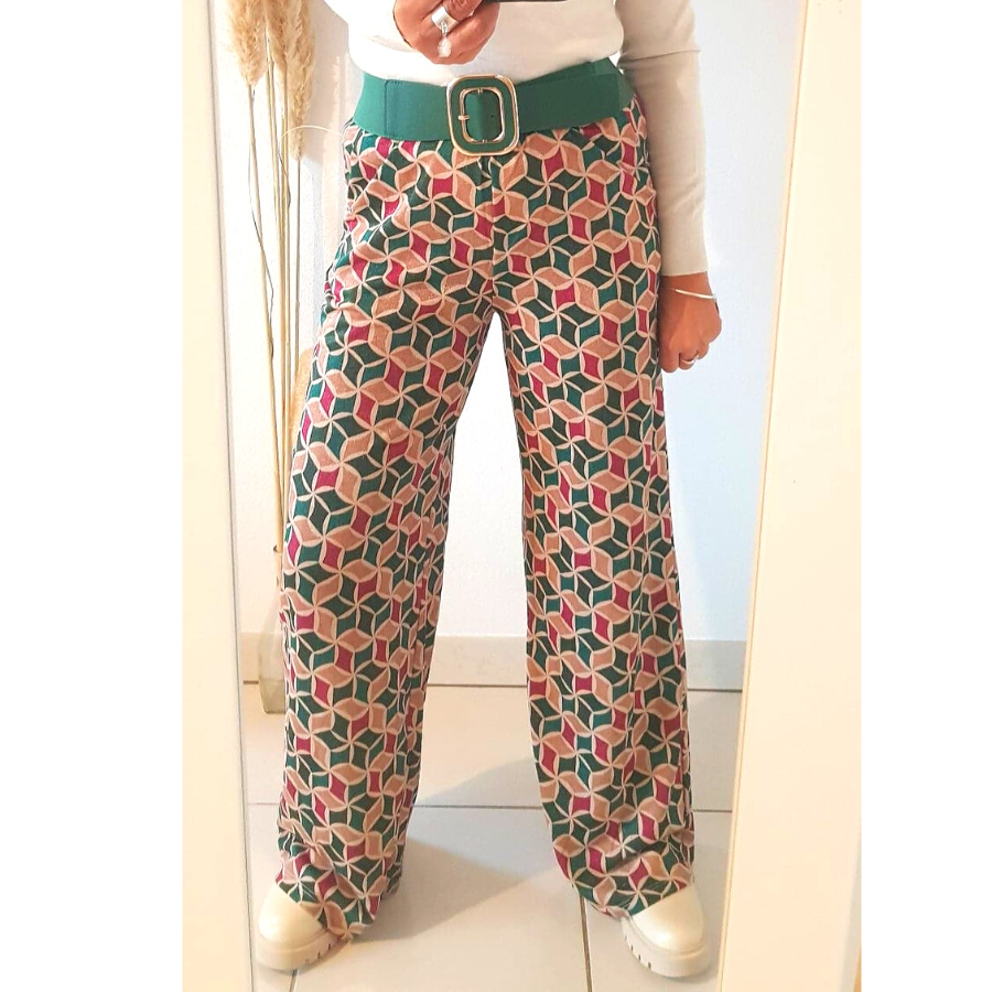 pantalon large abstrait-brillant