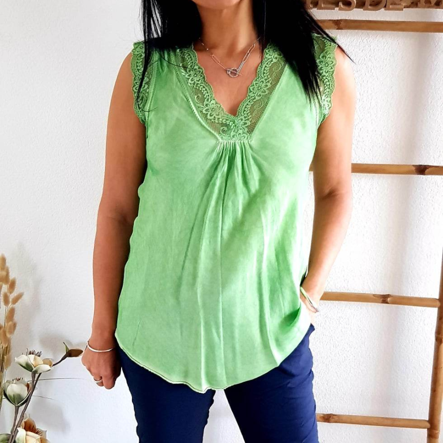 Débardeur dentelle vert