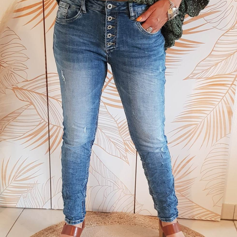 Jeans Femme Coupe Slim avec 5 Boutons - Tailles XS à XL