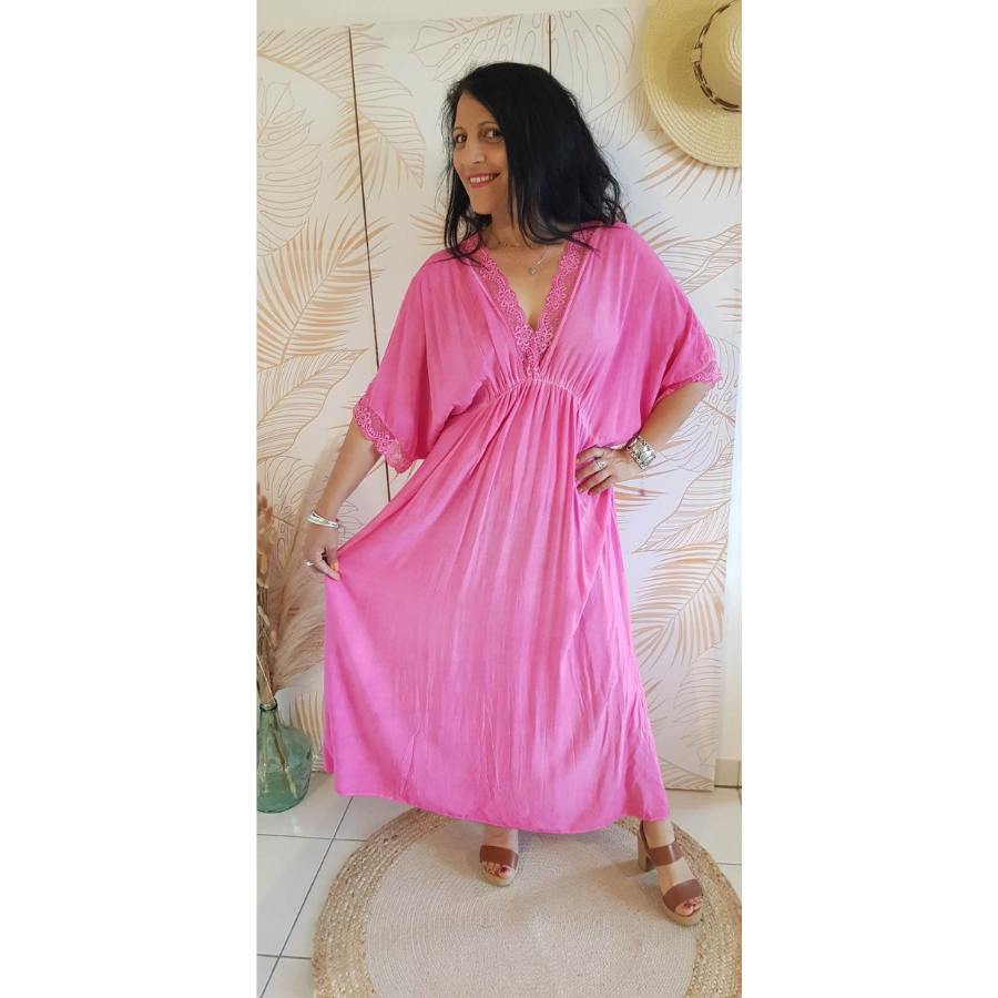 Robe Maxi Femme Délavée en Viscose 100% : Elégante et Ajustable | Fabriquée en Italie