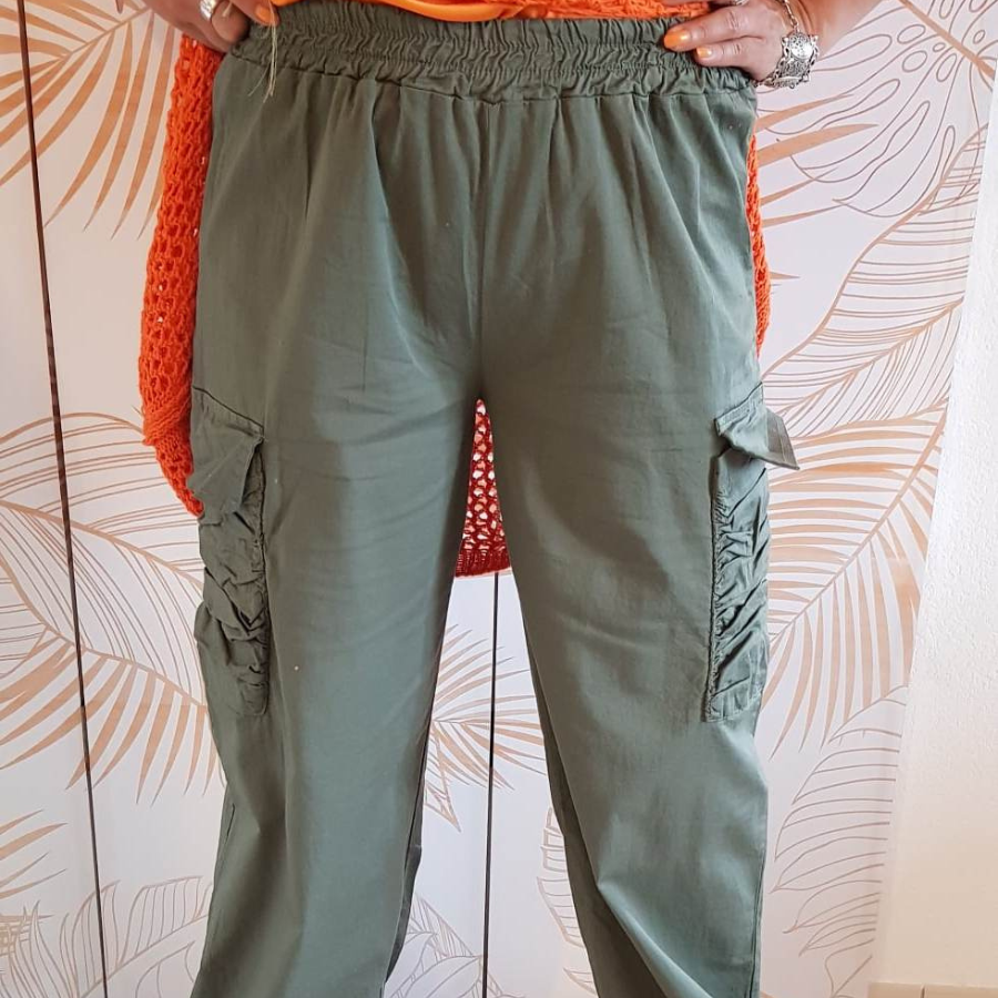 Pantalon Cargo en Coton et Élasthanne pour Femme, Taille 38/40 - Fabriqué en Italie