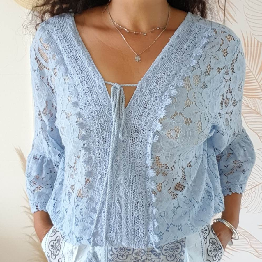 Blouse femme best sale bleu ciel