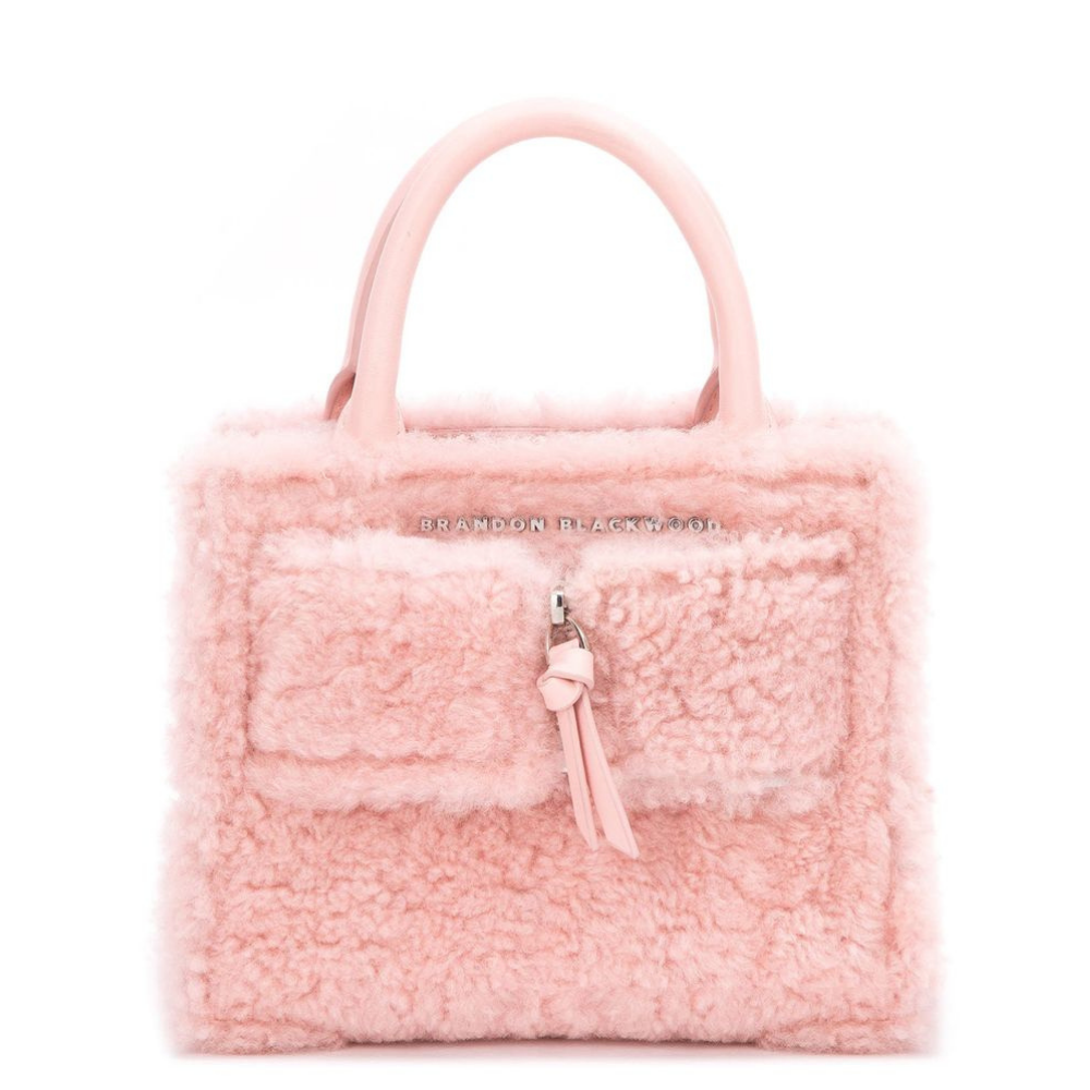 sac en cuir et peau de mouton rose